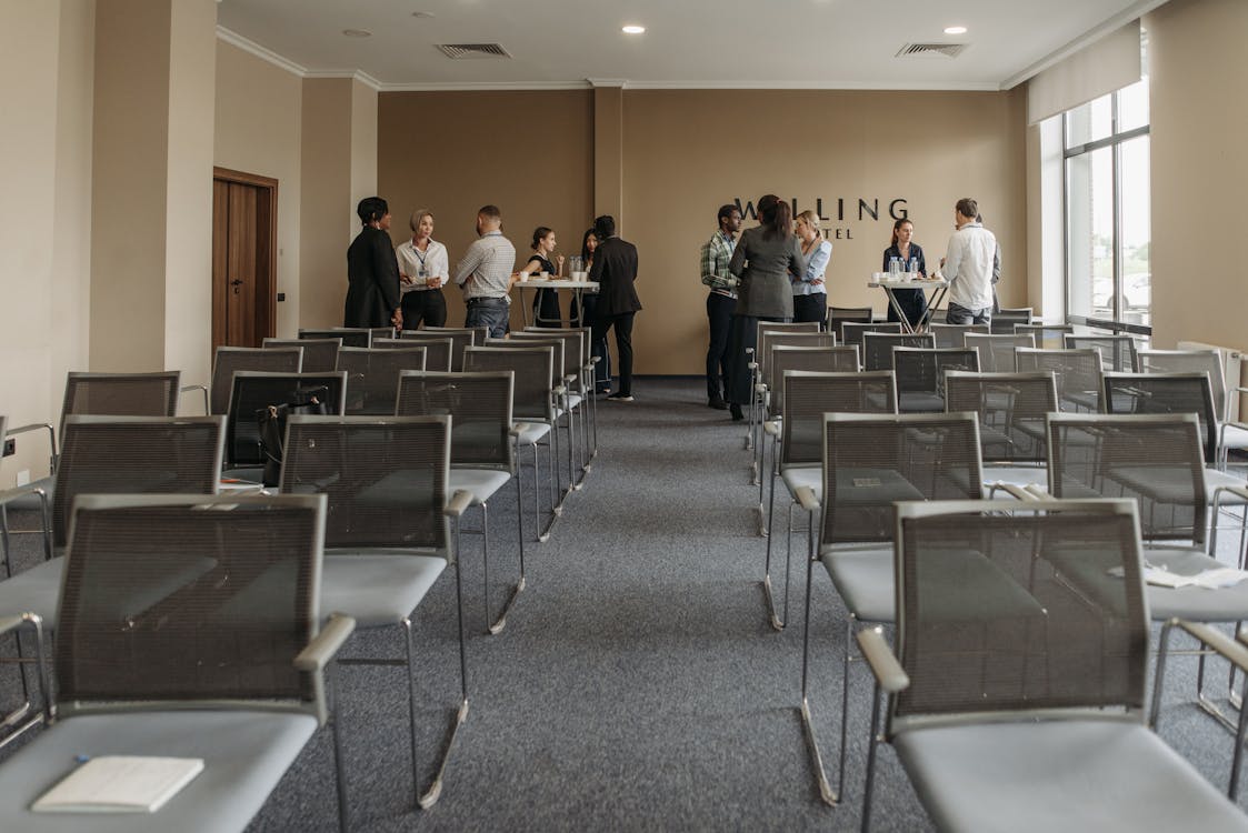 Business professionals networking at a conference event