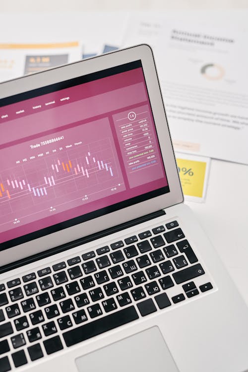 Business analytics data displayed on a laptop screen