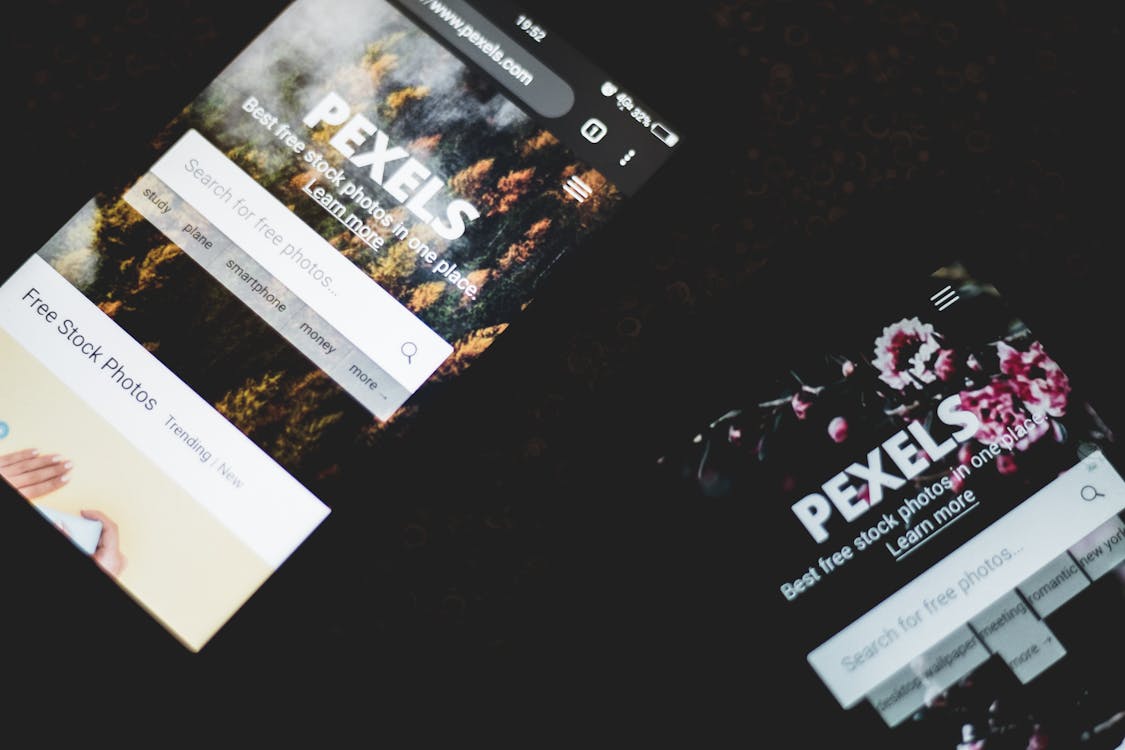 Mobile phone displaying a responsive website design