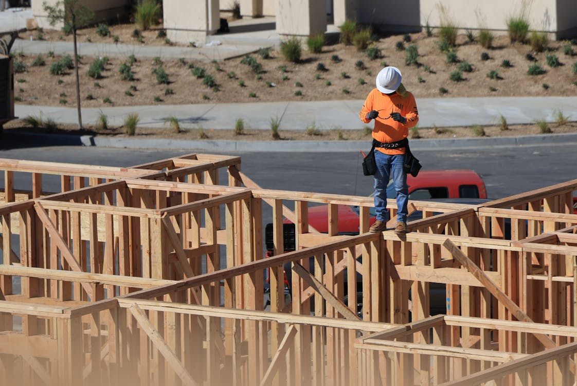 Construction team collaborating on a building project